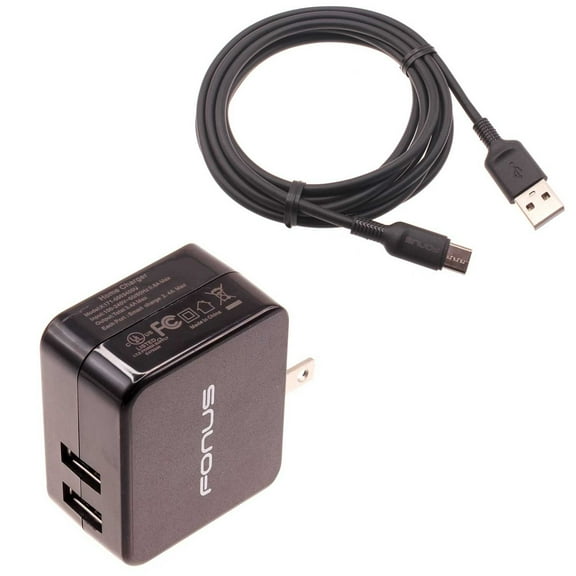 For Nokia C300/C110 - 17W Home Charger, 2-Port USB 3.4A Type-C Cable 6ft Power for Nokia C300/C110 Phones