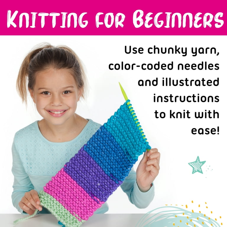 CREATIVE KIDS diy all in one crochet knitting kit for beginners starter  arts & craft set for kids teens tweens & adults - how to learn make