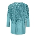 thumbnail image 5 of GA WEIHUA Clearance,Sequin Tops for Women Sparkle Printed T-shirts 3/4 Length Sleeve Shirts Casual Crewneck Loose Blouse Trendy Tunic Tee(Mint Green,Blouses S), 5 of 5