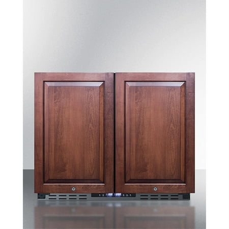 36 Inches wide ADA height frost-free side-by-side undercounter refrigerator-freezer black cabinet  panel-ready doors  and digital controls