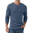 thumbnail image 2 of GRIUNS Mens Henley Shirts Long Sleeve T-Shirt Casual Classic Soft Stretch Pullover Tees Navy Blue L, 2 of 8