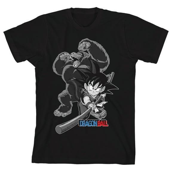 Dragon Ball Goku Giant Ape Transformation Crew Neck Short Sleeve Boy's Black T-shirt-Medium