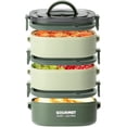 thumbnail image 3 of 3-Tier Stackable Bento Case Lunch Box 2000ML Sealed Leak-proof Meal Box Microwave Safe Portable Students Workers Food Container for Home Office School Camping，blue, 3 of 11