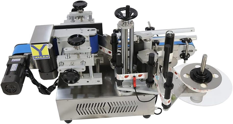 Automatic Round Bottle Labeling Machine 110V 50-100 pcs/min, 15-100mm(Label Height), 20-180mm(Label Length), Bottle Printing Adjustable Label Maker for Bottle Can and Wine
