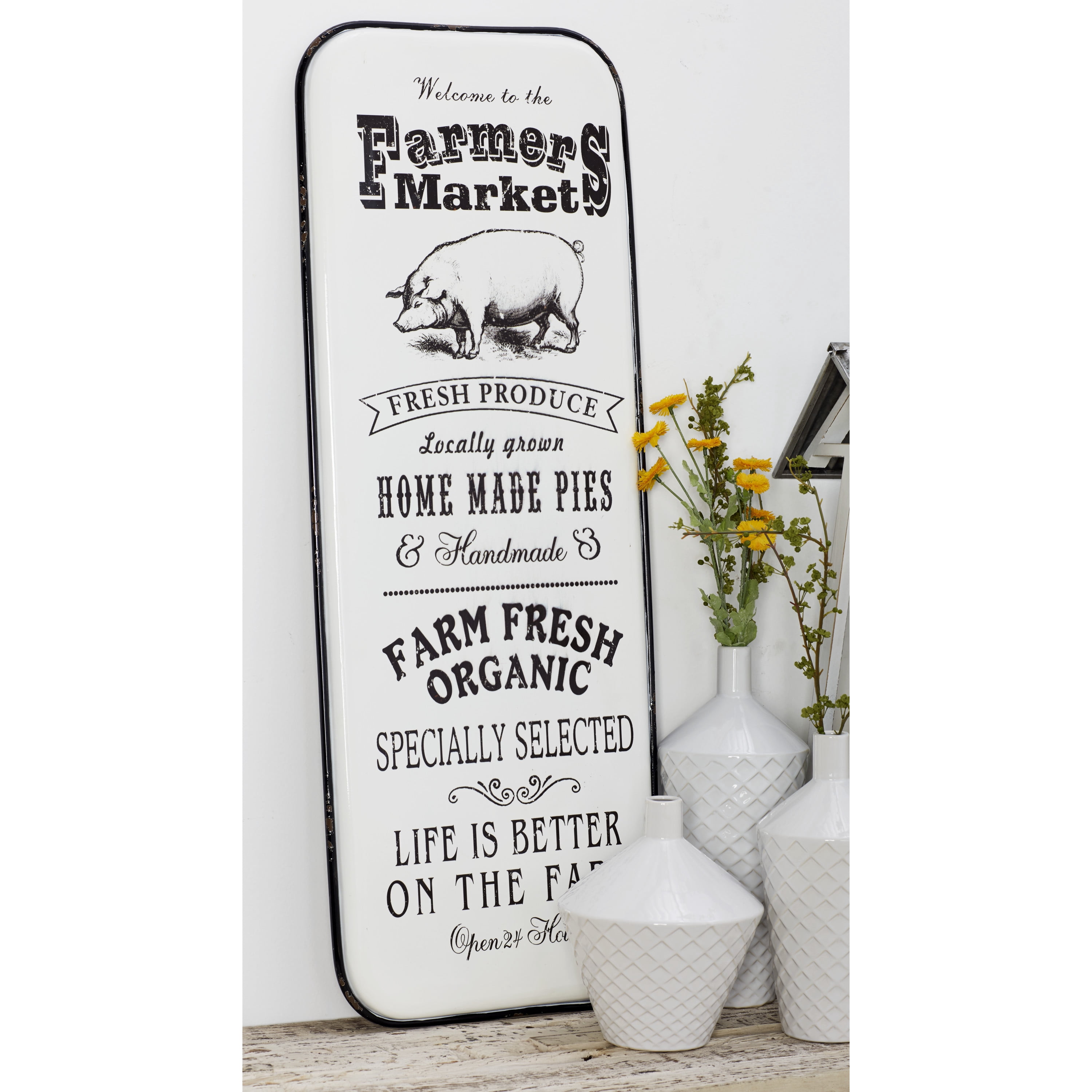 DecMode Indoor Black Iron Farmers Market Wall Decor, Set of 1