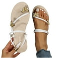 thumbnail image 3 of Women's Slides Sandals Summer Fashion Rhinestone Butterfly Flat Sandals Toe Ring Slip On Beach Sandals Flip Flops, 3 of 3