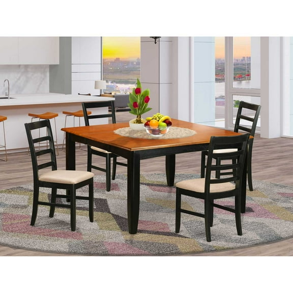East West Furniture Kitchen Table Set Includes a Dining Table with Butterfly Leaf and Dining Chairs (Chair Seat Type Options) PARF5-BLK-C N/A