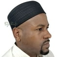 thumbnail image 2 of Black Semi-Rigid Kufi Cap Padded Round-Top Straight-Stitch Prayer Hat (S-22"(56cm)), 2 of 3