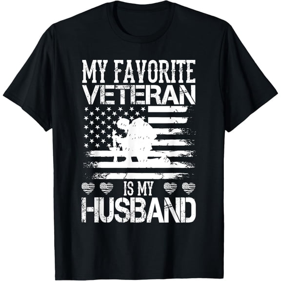 My Favorite Veteran Is My Husband Military Veterans Day T-Shirt100% cotton