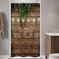 thumbnail image 2 of Stall Wooden Shower Curtain 36Wx72H Inch Rustic Wood Bran Door Wooden Green Leaves Antique Brown Wall Board Retro Bathroom Home Decor Waterproof Polyester 7 Pack Plastic Hooks, 2 of 6