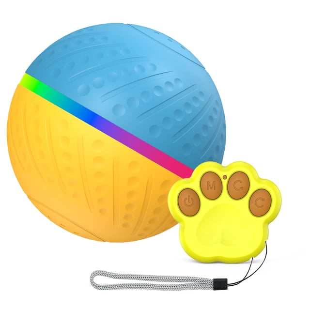 Dsscvnef Jouet Interactif pour Chien Jouet Intelligent pour Chien Auto-Roulant pour Grand Chien Jouet Actif avec Lumières LED Rechargeable avec Télécommande