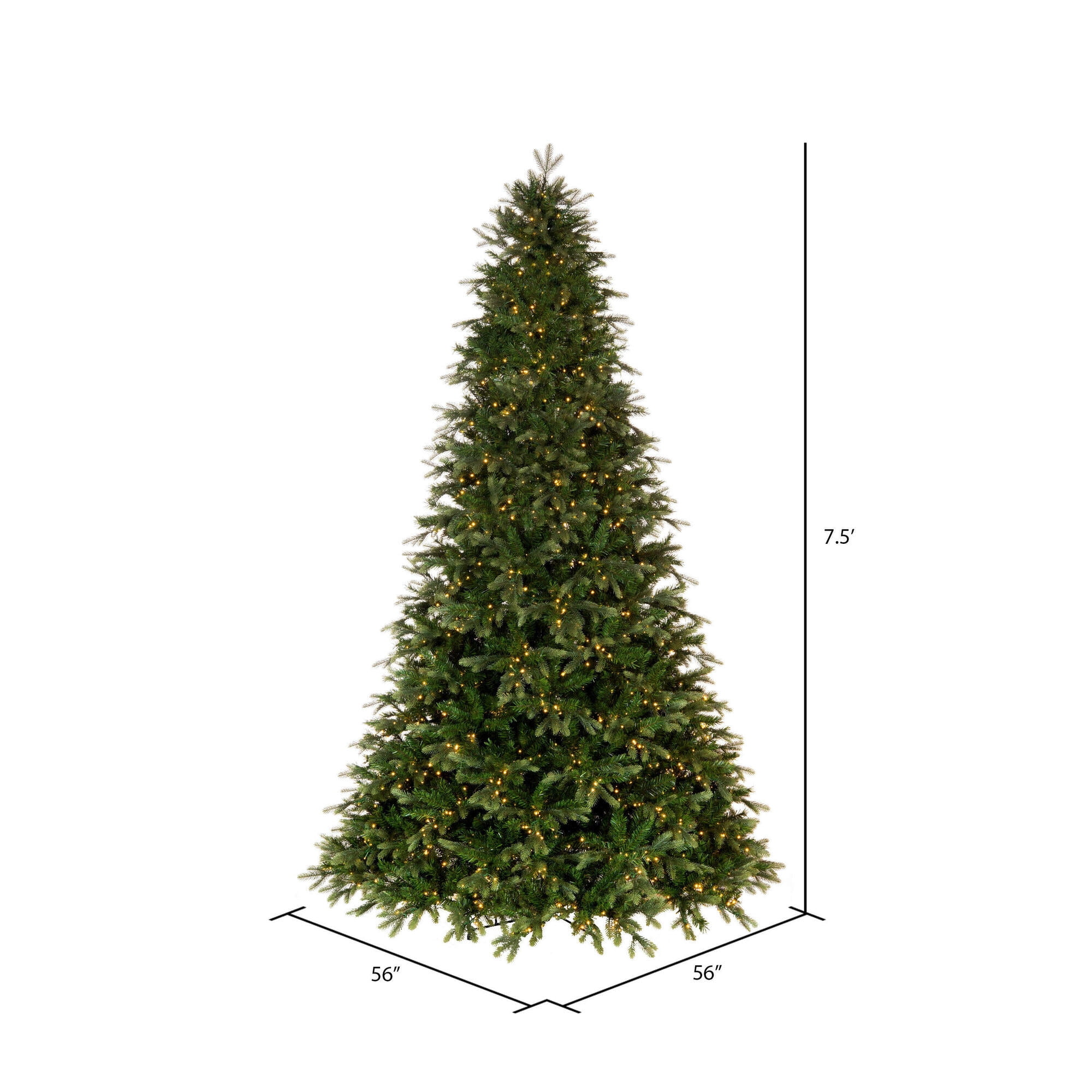 Vickerman 7.5' x 56" Douglas Fir Artificial Christmas Tree with Warm White LED Lights.