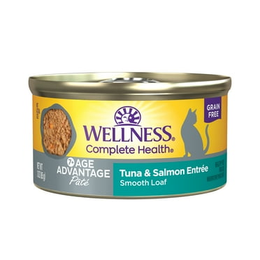 Wellness Complete Health Age Advantage Senior Wet Cat Food, Tuna & Salmon Pate, 7  Years Old, 3 Ounce Can (Pack of 24)