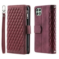 Wallet Case for Samsung Galaxy A12 5G (6.5 Inch) with Kickstand Card Slots Wrist Strap Case, Magnetic Shockproof Flip Phone Cover for Samsung Galaxy A12 5G,Winered