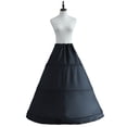 thumbnail image 2 of CYYPLAS Women's 3 Hoop a-Line Floor Length Black Wedding Ball Gown Petticoat Underskirt for Bridal Regular 1PC, 2 of 5