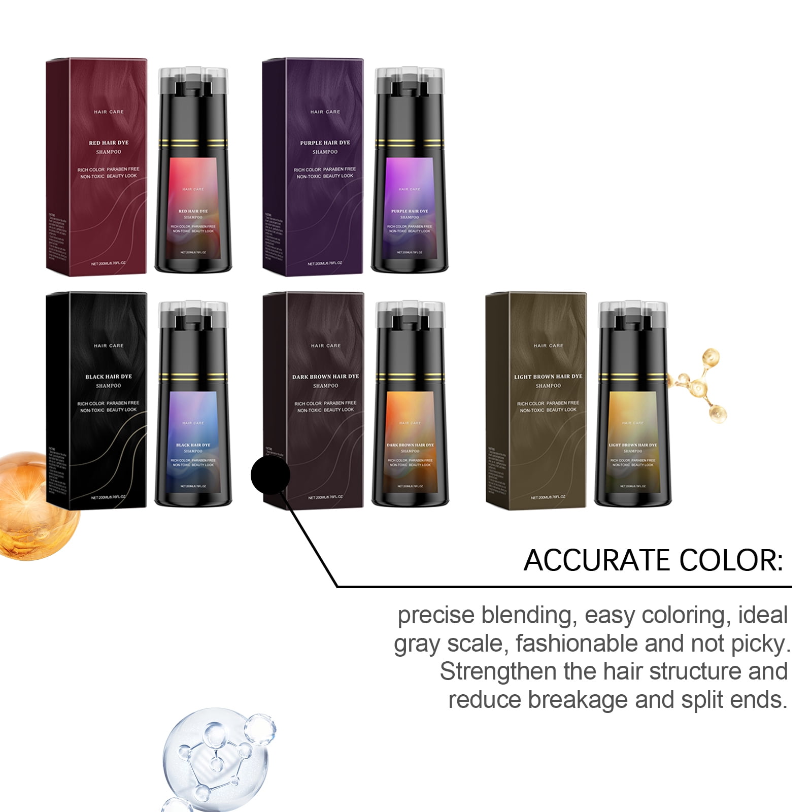 Alvantor Hair Dye Shampoo, Dark Brown Hair Dye for Permanent Gray Coverage Long-Lasting Color Nourishing Formula, 6.76fl.oz