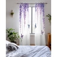 thumbnail image 3 of Wisteria Sheer Curtains 84 Inch Length 2 Panels Set for Living Room/Bedroom, Purple Flowers Butterflies Vintage Spring Kitchen Curtains Grommet Semi-Sheer Curtains Drapes Window Treatments 42"x84"x2, 3 of 7