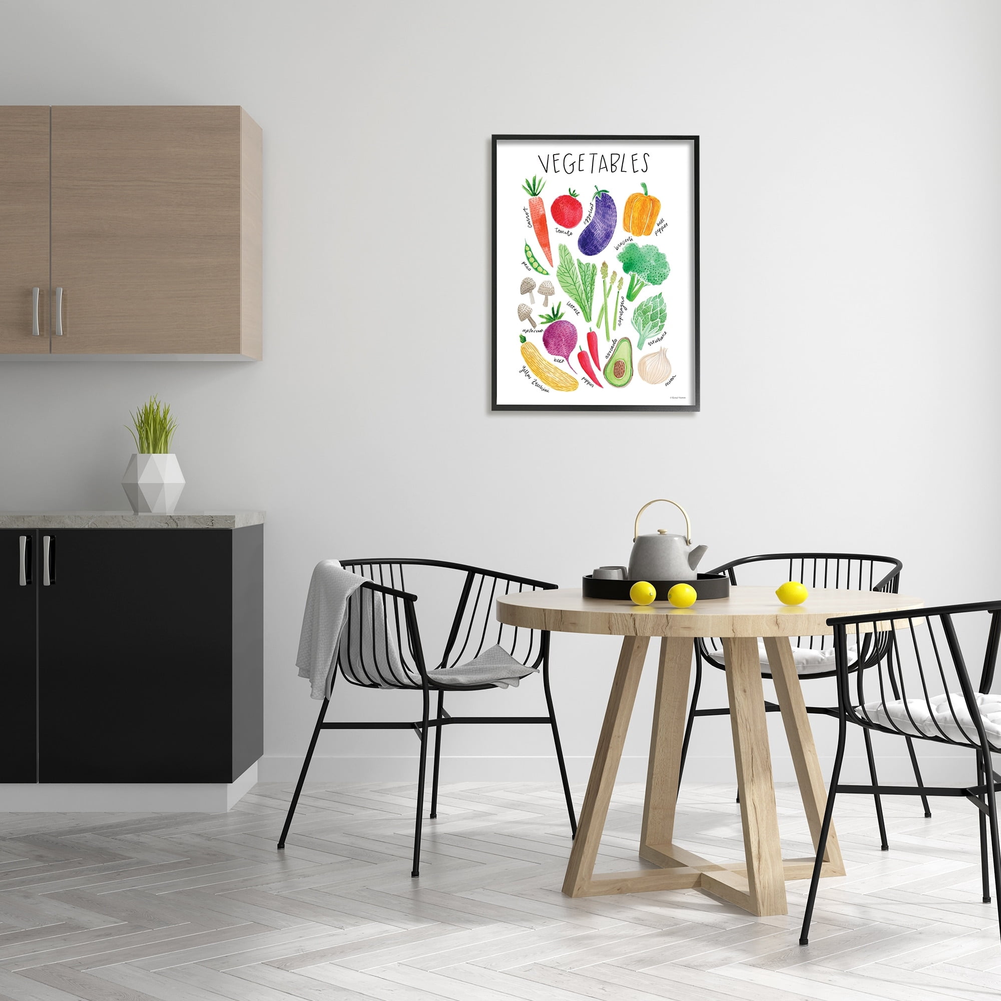 Stupell Industries Varied Vegetables Plants Labeled Diagram Kitchen Sign Graphic Art Black Framed Art Print Wall Art, Design by Rachel Nieman