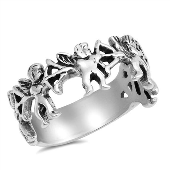 Fairy Cupid Love Arrow Bow Kiss Ring .925 Sterling Silver Band Jewelry Female Male Unisex Size 9