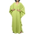 thumbnail image 2 of Luxalzxs Womens Beach Cover Up Solid Color V Neck Batwing Sleeve Swimsuit Cover Up Caftans Long Dress Plus Size Beach Kaftan Dresses, 2 of 6