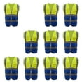 thumbnail image 1 of GOGO 10 Packs 9 Pockets High Visibility Zipper Front Safety Vest With Reflective Strips-Yellow/Blue-XL, 1 of 7