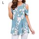 thumbnail image 2 of Qarigey Top con cuello y estampado de camiseta con hombros descubiertos para mujer Prendas para la parte del cuerpo loto L Qarigey AP001532-08, 2 of 6
