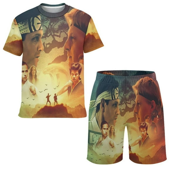 Cobra Kai Boys Girls Short Sleeve Mesh T-Shirt And Shorts Outfit Set Summer Clothes Set for Kids