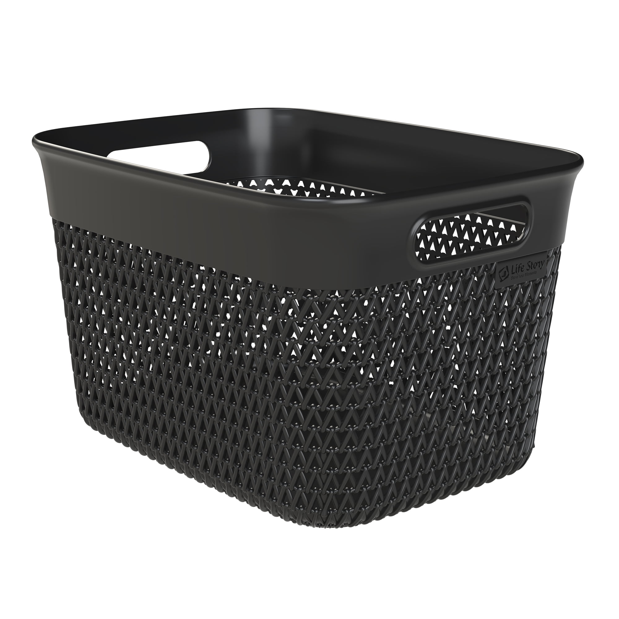 Life Story 16 Quart Decorative Storage Basket, Large Plastic Home Organizer, Black, 4 Pack