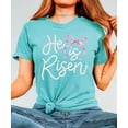 thumbnail image 3 of He Is Risen Christian Shirt for Women - Pearl Bow Easter Faith Graphic Tee Seafoam Shirt Adult 2X-Large, 3 of 7