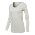 thumbnail image 2 of A2Y Women's Basic Solid Soft Cotton Long Sleeve V-neck Top T-shirt Bone M, 2 of 3