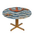 thumbnail image 3 of HAOXIT Marine Theme Nautical Anchor Round Washable Polyester Trim, Kitchen Circle Table Cloth Cover for Party Dinning Tabletop Home Decor 54-58, 3 of 8