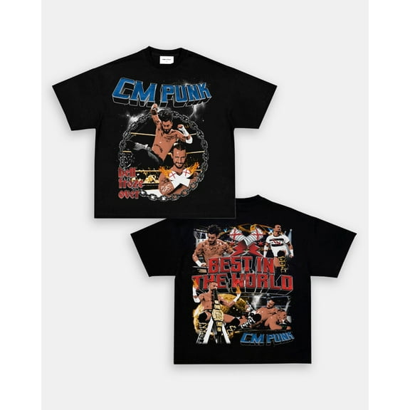 WWE CM Punk “Best in the World” T-Shirt – Hell Froze Over Graphic – Double-Sided Wrestling Tee