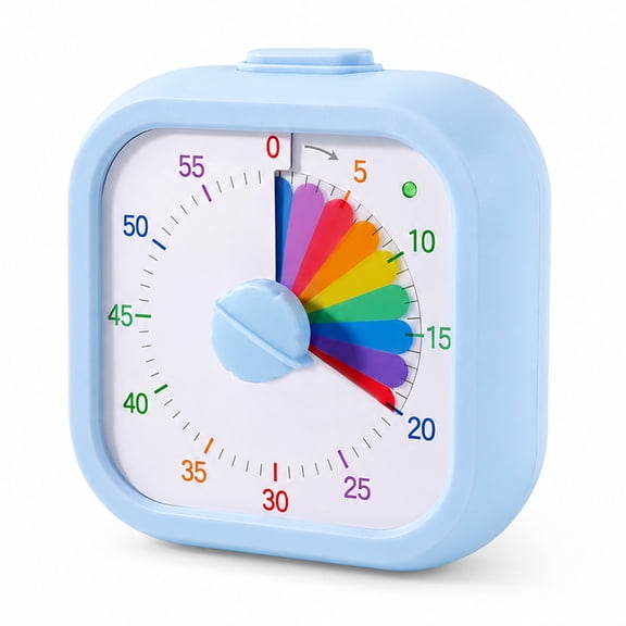 SAMODRA 60 Minute Visual Timer for Kids, Visual Countdown Timer for Classroom Office Kitchen, Timer for Kids Desk with Silent Operation (Blue Rainbow)