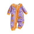 thumbnail image 2 of EnJoCho Halloween Baby Girl Romper Jumpsuit, Pumpkin Spoky Jumpsuit Outfit with Ruffles, Soft Knit Fall Clothing for Toddler 0-24 Months, 2 of 5