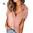 thumbnail image 1 of Camisa de mujer Blusa de gasa informal Camisa con botones de manga corta para niña, Rosa, XL Scienceny AP001376-19, 1 of 5