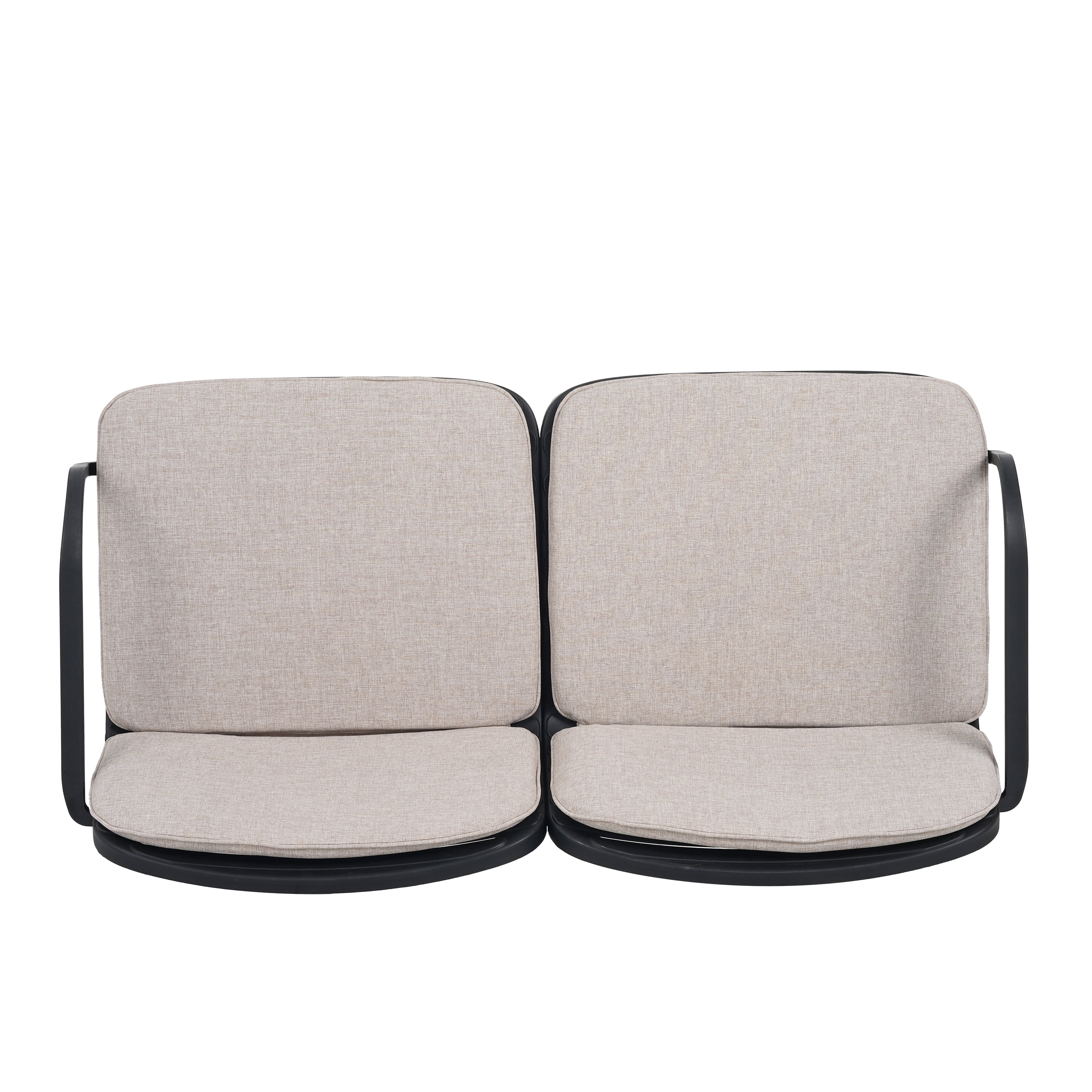 Patio Loveseat, Outdoor PP Sofa with Water-Repellent Fabric Cushion and High-Density Polypropylene Frame, Easy to Clean Design for Garden and Patio, Black Frame with Beige Cushion