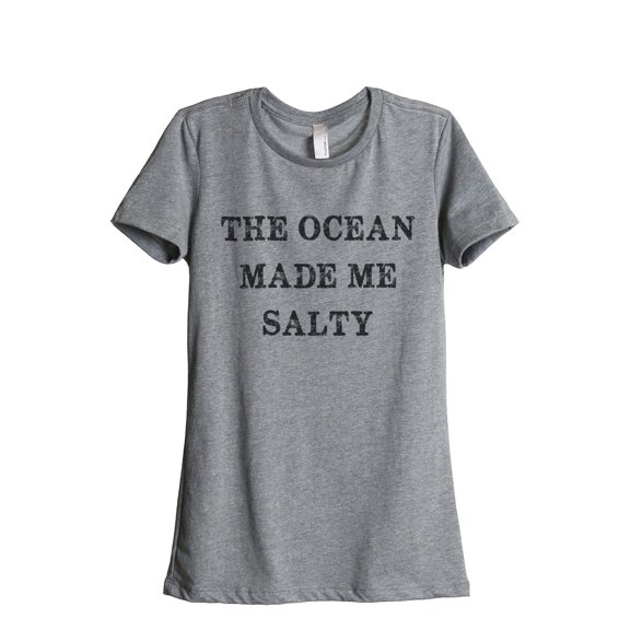 Thread Tank The Ocean Made Me Salty Women's Relaxed Crewneck T-Shirt Tee Heather Grey Small