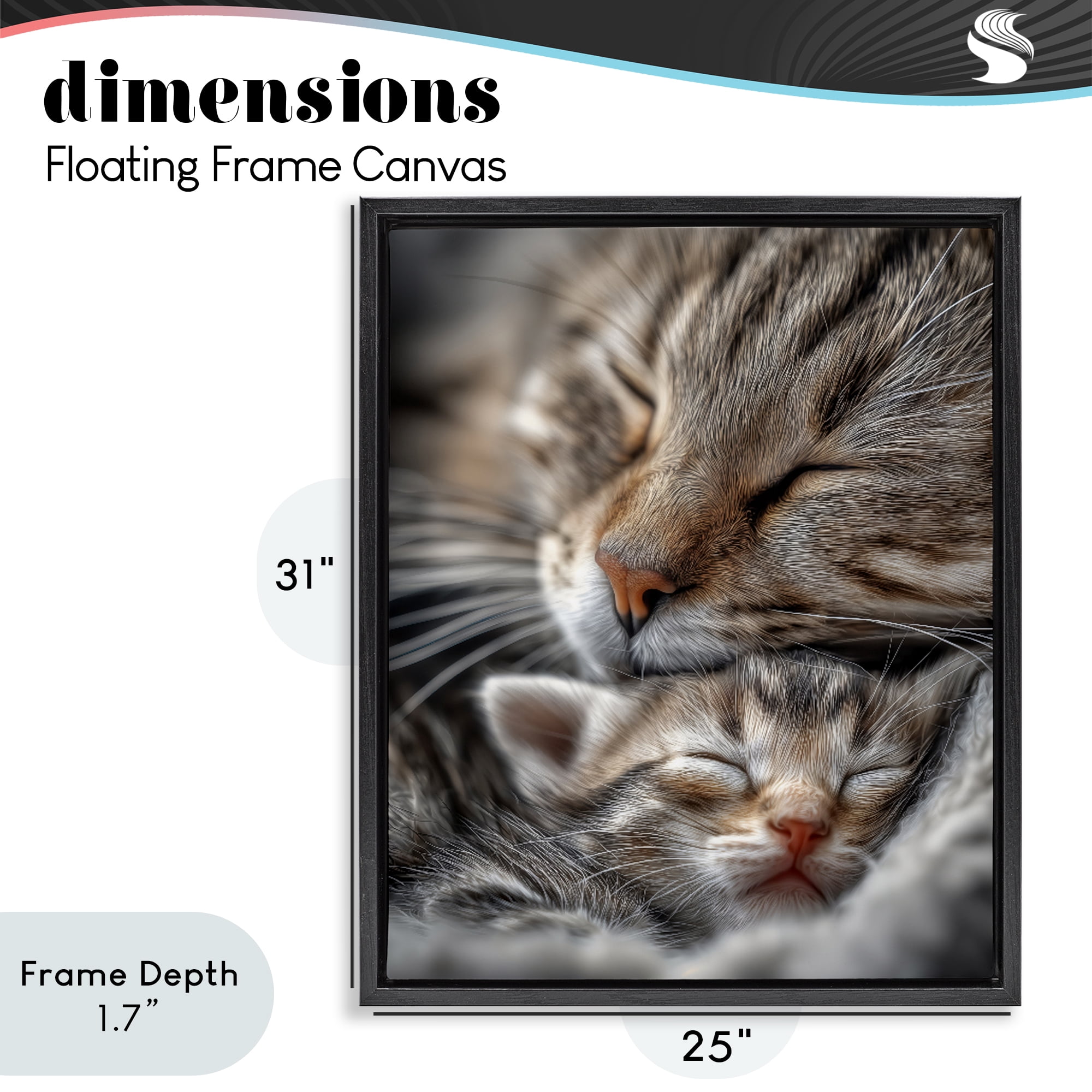 Stupell Industries Kitty Love Cuddles Black Framed Floater Canvas Wall Art, design by Scott Stulberg