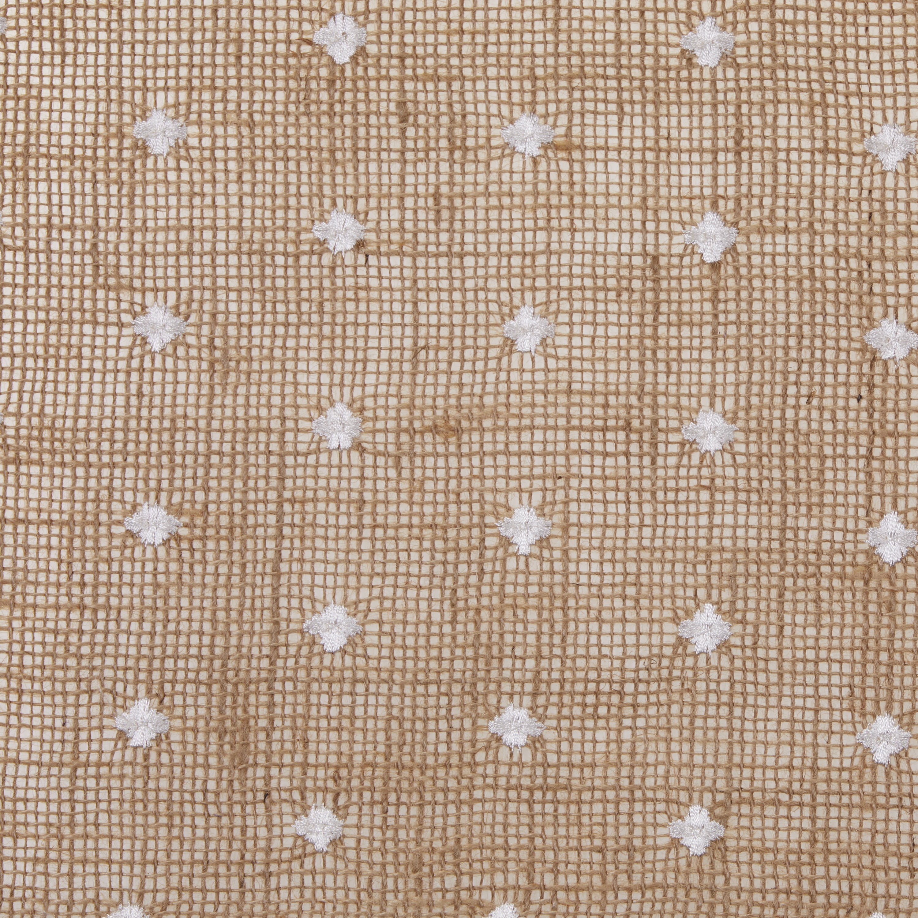 Love, Laugh, Craft Natural Jute Burlap Table Runner Roll, Finished Edges, 12"Wx3-Yds, White Dots