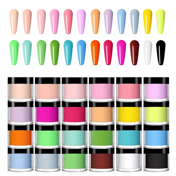 24 Colors Nail Dip Powder Set, Quick Dry DIY French Nail Art Kit, Long‑Lasting Dipping Powder for Home Salon Nail Art Designs