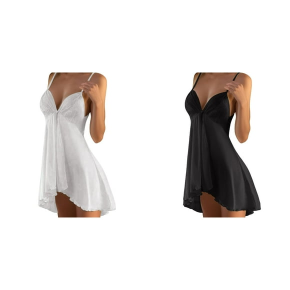 (2-Pack) Kcodviy Women's Pajamas Suspender Nigh Gowns Nightdress Pajamas Ladies Night Shirt Sleepwear Shirts for Women Sleepwear Ladies Candlesticks Nightgown