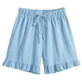 thumbnail image 5 of Trikvn Summer Linen Sets for Women Casual Sleeveless Lace Trim Tank Tops and Drawstring Ruffle Shorts Outfits Boho Beach Vacation Fashion Lounge Set, 5 of 9