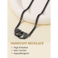 thumbnail image 5 of FindChic Black Handcuff Necklace for Women Stainless Steel Cuban Chain Interlocking Friendship Statement Necklaces Birthday Mothers Day Jewelry Gifts Her Mom Adults Age Ideas, 14'', 5 of 8