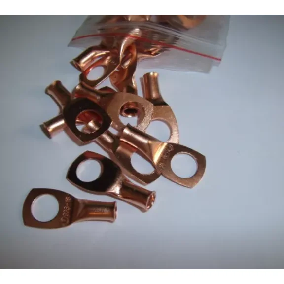 RT438-20 20pcs 4AWG Copper Ring Terminals, 3/8 Ring Hole, Shiny