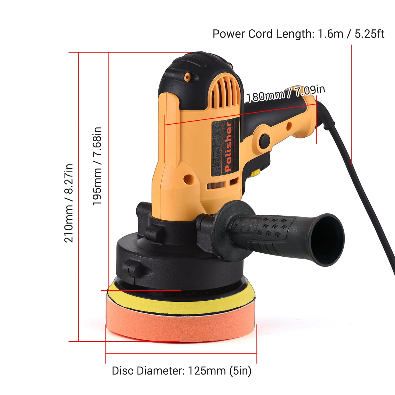 5-inch Electric Car Polisher Kit 700W Auto Buffer 600-3700RPM Variable Polishing Machine with Auxiliary Handle Sponge Wool Bonnet Pads Rotary Tool for Floor Furniture Ceramic Jade
