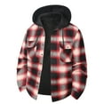 thumbnail image 7 of purcolt Men's Sherpa Lined Plaid Flannel Shirt Jacket with Hood Button Down Slim Hoodies Winter Warm Outerwear Coat with Pockets, 7 of 7