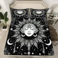 Bohemian Bed Sheets Set Sun and Moon Sheets,Black and White Queen Sheet