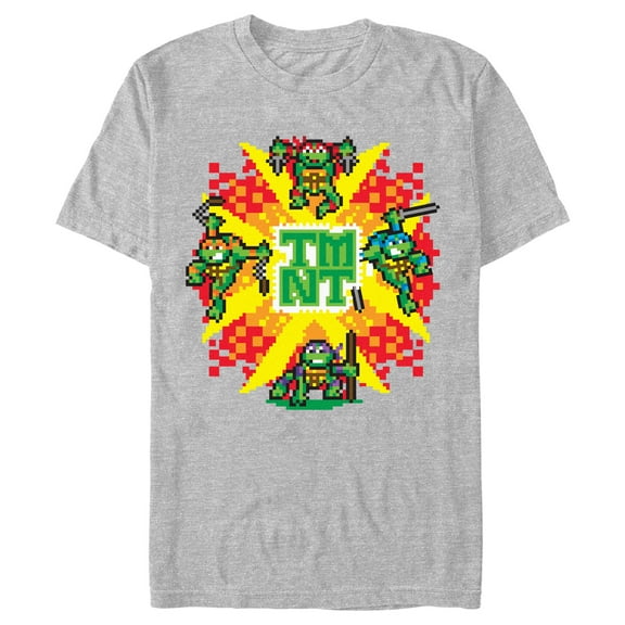Men's Teenage Mutant Ninja Turtles Pixel Boom Turtles Graphic Tee Athletic Heather 3X Large