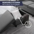 thumbnail image 3 of ijuicy Sectional Sofa Set,2PCS Living Room Furniture Couch Sets with Movable Storage Ottoman & Side Pockets,Include Sofa,Chair,Dark Gray, 3 of 7