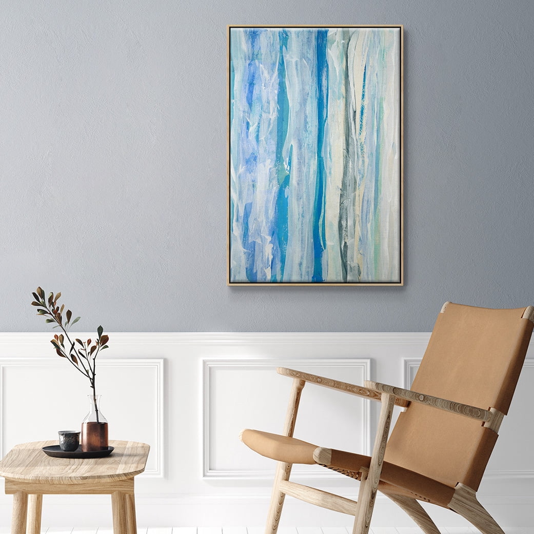Swimming Ashore Framed Premium Gallery Wrapped Canvas - Ready to Hang - 17 x 25 - Natural Wood Floating Frame